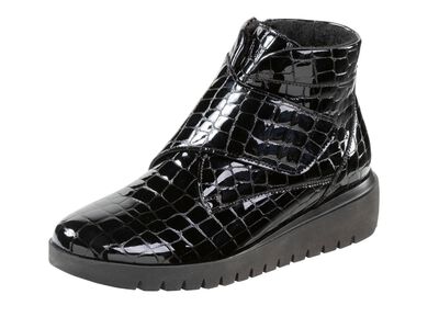 Ranger bootie van lakleer met krokodillenreli&euml;f 