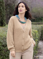 Cardigan met paillettengaren BEIGE MELIERT