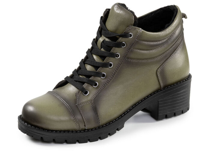 ELENA EDEN, klassieke dames enkellaarsjes, winterschoenen, met uitneembaar voetbed KHAKI