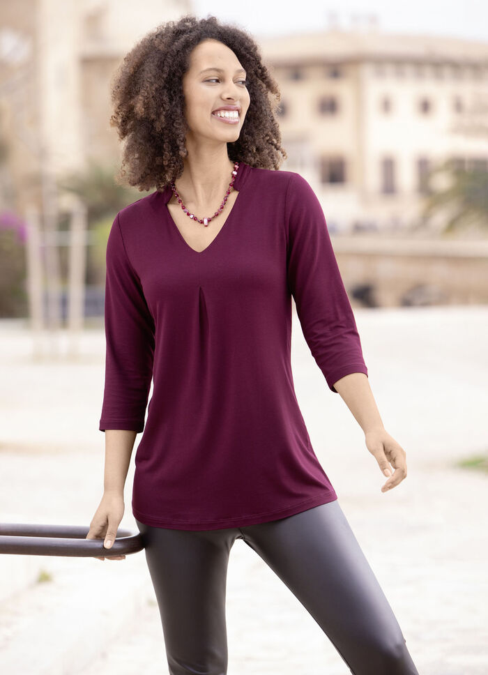Shirt tuniek met V-hals BORDEAUX