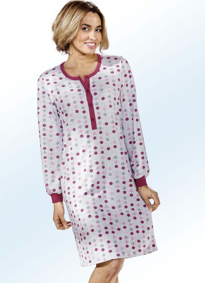 Twee-pack nachthemden, lange mouwen met knoopsluiting en manchetten FUCHSIA/SERING