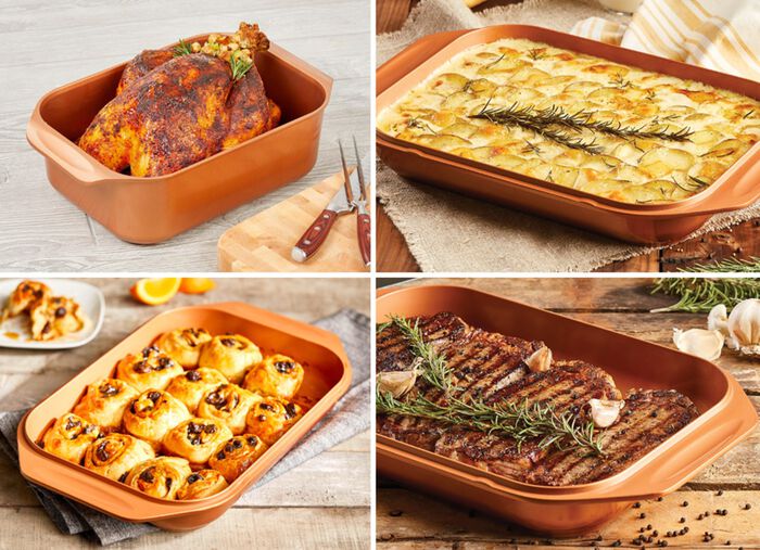 Livington Copperline WonderCooker inclusief glazen deksel en roosterinzet 