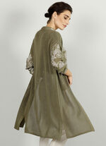 Gebreid vest in lange vorm 