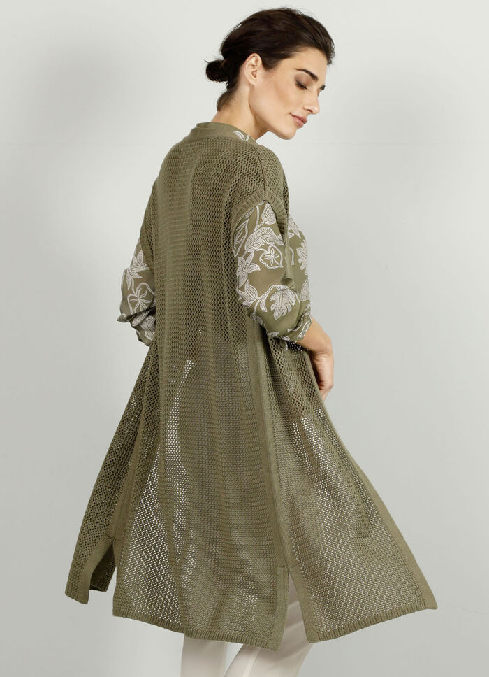 Gebreid vest in lange vorm 