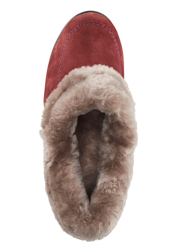 ELENA EDEN pantoffels met voering van echte schapenvacht BORDEAUX-TAUPE