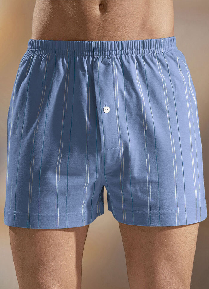 Set van vier boxershorts, met gulp, effen gestreept 