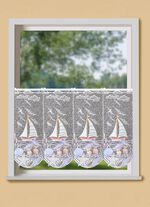 Maritiem kort gordijn met Plauen-borduurwerk 