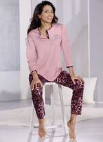 Pyjama met geplaatste print en knoopsluiting ROZENHOUT-ZWART