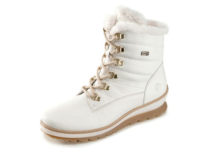 Remonte, gevoerde dames enkellaarsjes, winterschoenen, breedte G, met lamswol NATUURWIT