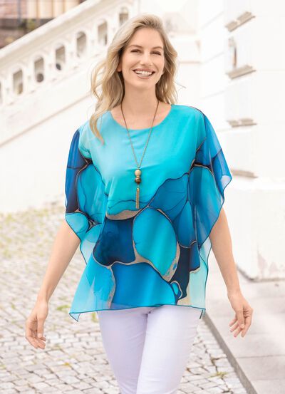 Poncho tuniek met ge&iuml;ntegreerde top 