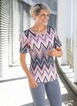 Shirt met all-over design in 2 kleuren ROS&Eacute;-ECRU-GRIJS