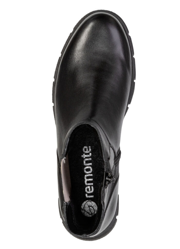 Remonte, modieuze dames enkellaarsjes, winterschoenen, breedte G, met rits SCHWARZ-BRAUN