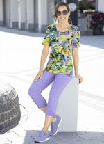 7/8-broek met contrasterende sierband LAVENDEL