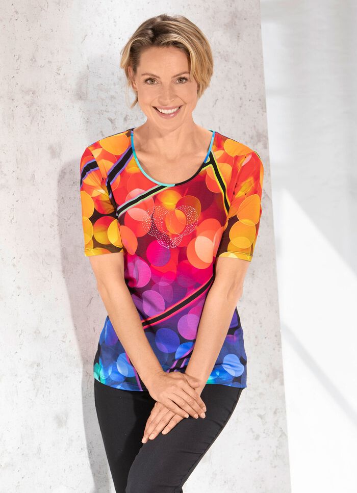 Shirt met felgekleurde inkjetprint 