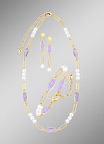 Sieradenset, 3-delig, van messing met kristalstenen 