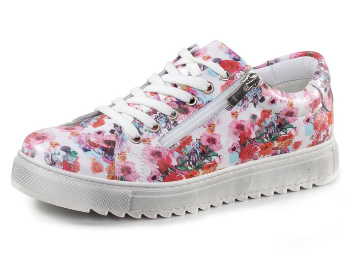 Gemini vetersneakers van gecoat nappaleer met bloemenprint 