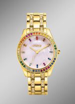 Pools quartz dameshorloge met metalen bandkast 