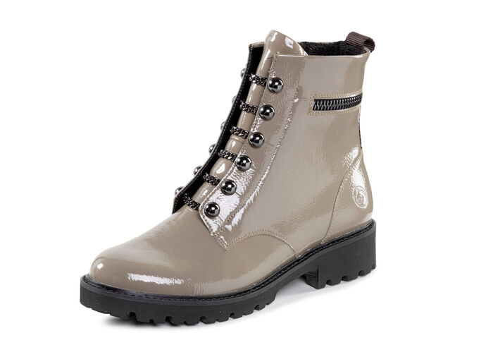 Remonte enkellaarsjes met trendy sierkettingen in veterlook TAUPE