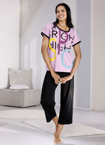 Pyjama, korte mouwen, 7/8 lange broek met elastische tailleband 