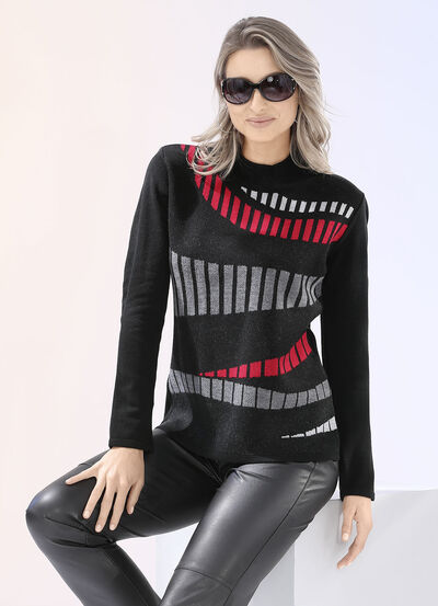 Trui met jacquard voorkant 