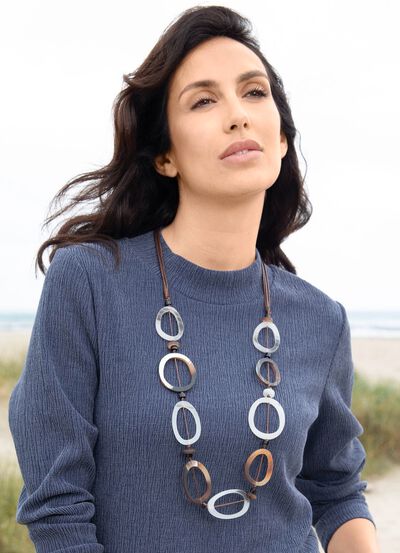 Moderne ketting met asymmetrische ovale elementen 