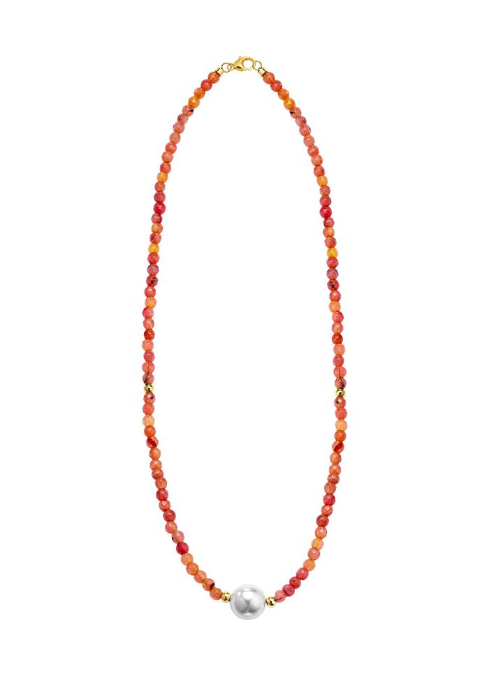 Ketting met parelglans en edelsteenglans 