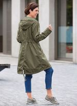 Korte jas met vaste capuchon OLIJFGROEN