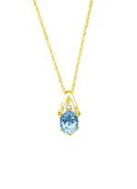 Hanger met Singapore ketting, met echte blauwe topaas en kunststof. zirkonia 