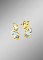 Lichtgevende elegantie: oorknopjes met blauwe topaas en citroenkwarts 