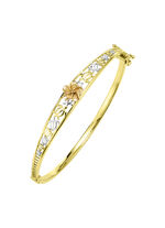 Driekleurige gouden armband met bloemmotief 