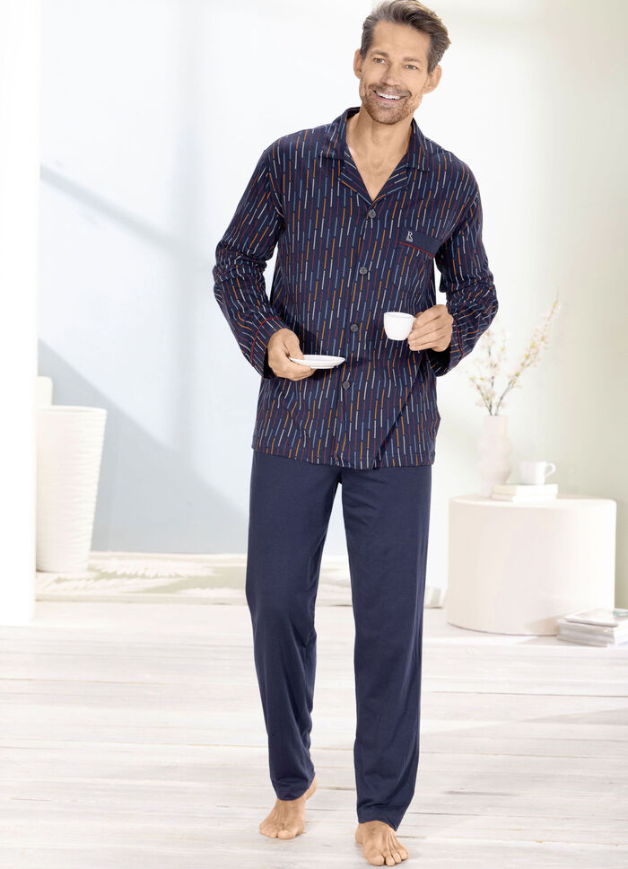 Pyjama van pastunette voor heren met doorknooptop 