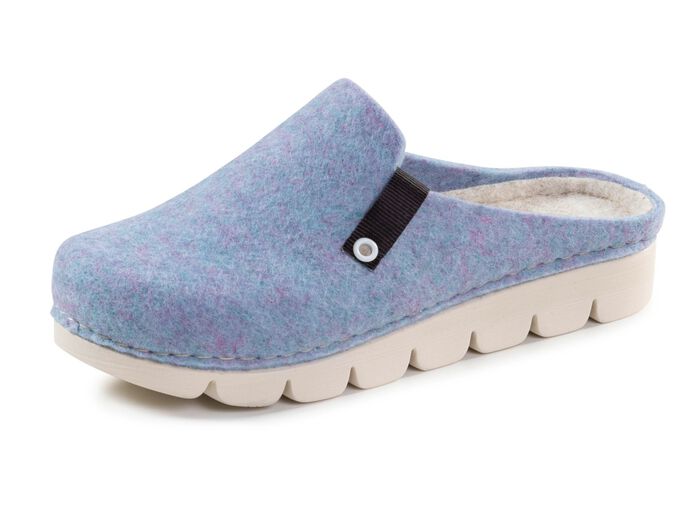 Laurina, trendy damesslippers, wijdte G, van wolvilt 