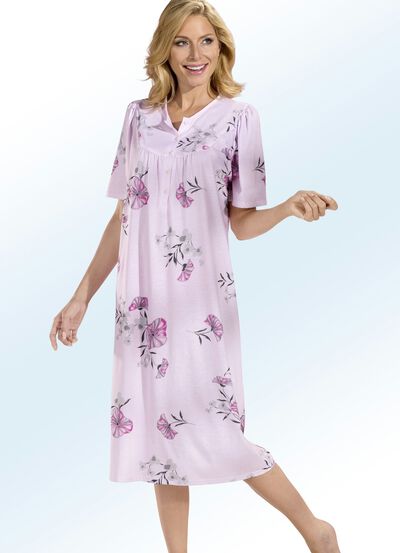 Nachthemd, korte mouwen met knoopsluiting 