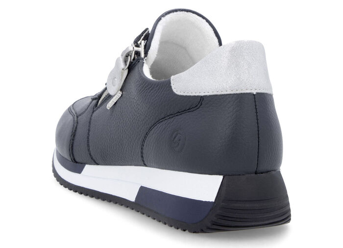 Remonte sneakers met veters en glinsterende zilveren contrastrand MARINE