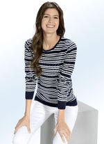 Trui met gestreept patroon MARINE-WIT