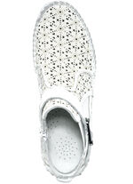 Gemini, zomer enkellaarsjes voor dames, breedte G, met uitneembaar voetbed WIT