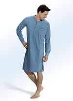 Nachthemd met knoopsluiting, mouwboorden en zijsplitten 