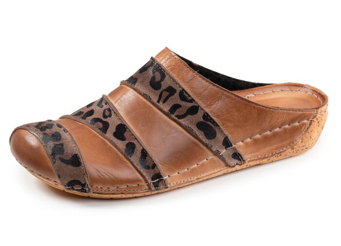 Gemini, trendy damesklompen, breedte G, gemaakt van leer BRUIN