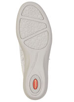 ELENA EDEN, comfortabele damespantoffels, breedte G, met uitneembaar voetbed ECRU-SILBER