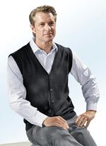 Gilet in 3 kleuren, met doorlopende knopenlijst ZWART