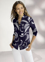 Overhemdblouse met opstaande kraag 