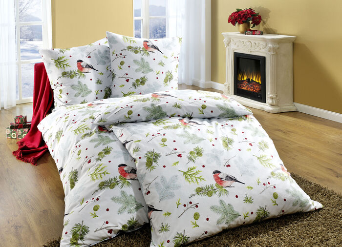 Flanellen beddengoedset met ritssluiting LICHTBLAUW
