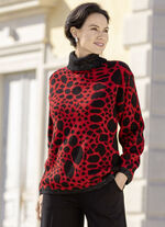 Trui met glitteraccenten ROOD-ZWART-ZILVER