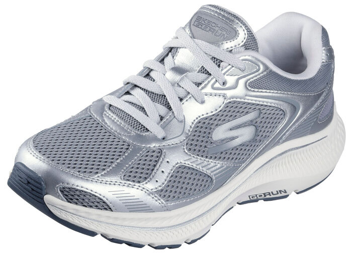 SKECHERS veterschoenen van metallic leer SILBER-GRAU