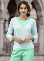 Trui met dubbele look MINT-WIT