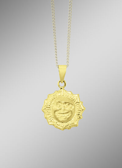 Stralende zon hanger gemaakt van goud 