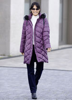 Korte jas met afneembare imitatiebontrand PAARS