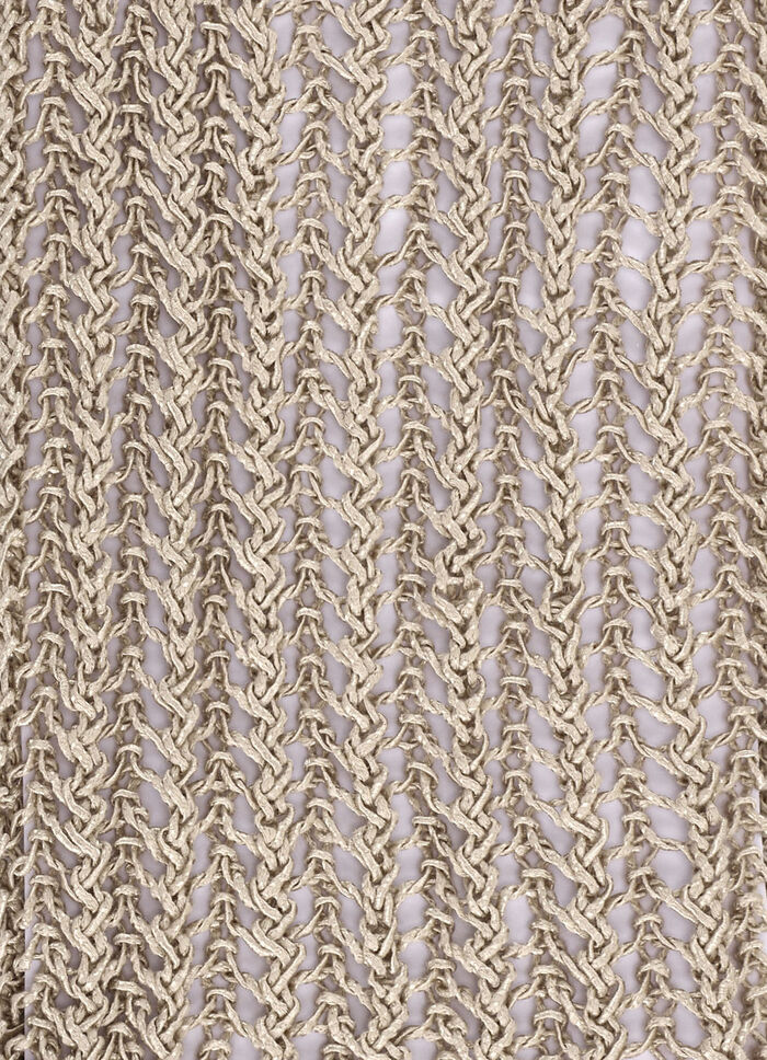 Trui van elegant, glanzend lintgaren ZANDBEIGE
