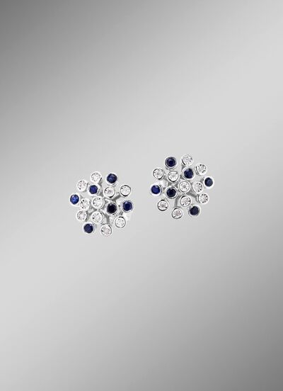 Hoogwaardige oorbellen met saffier en diamanten 