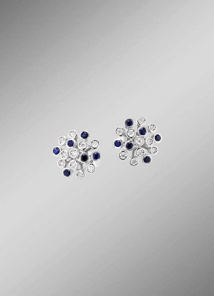 Hoogwaardige oorbellen met saffier en diamanten 